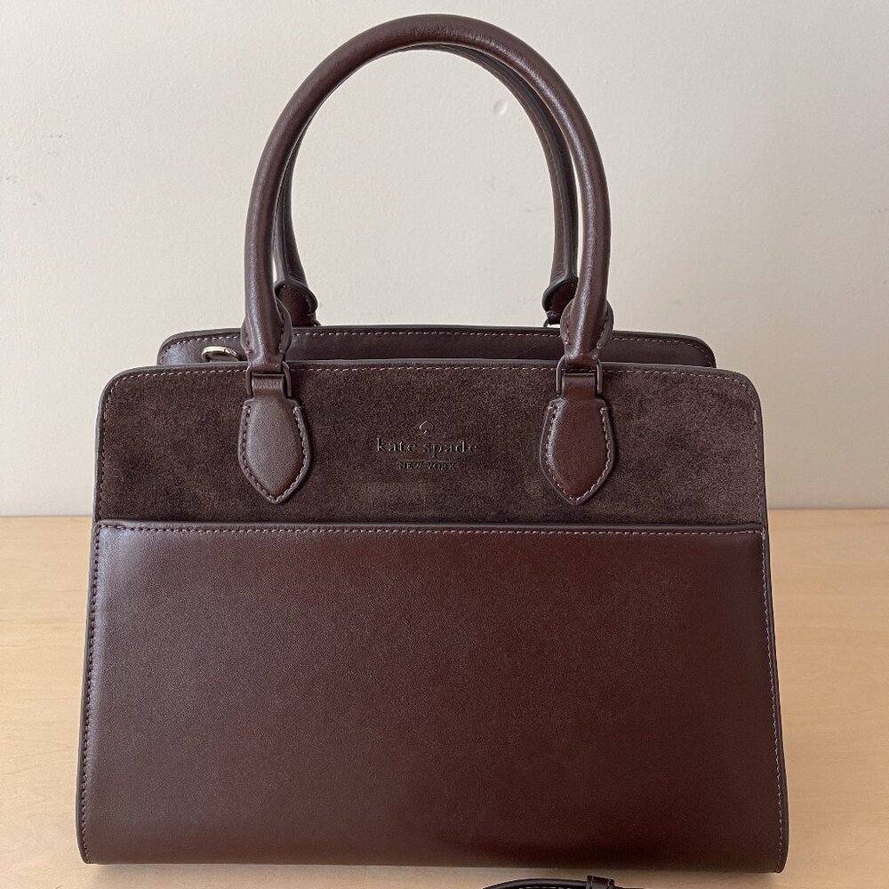 ♠️ Kate Spade Madison Suede Medium Satchel, Hot Fudge Brown NWOT